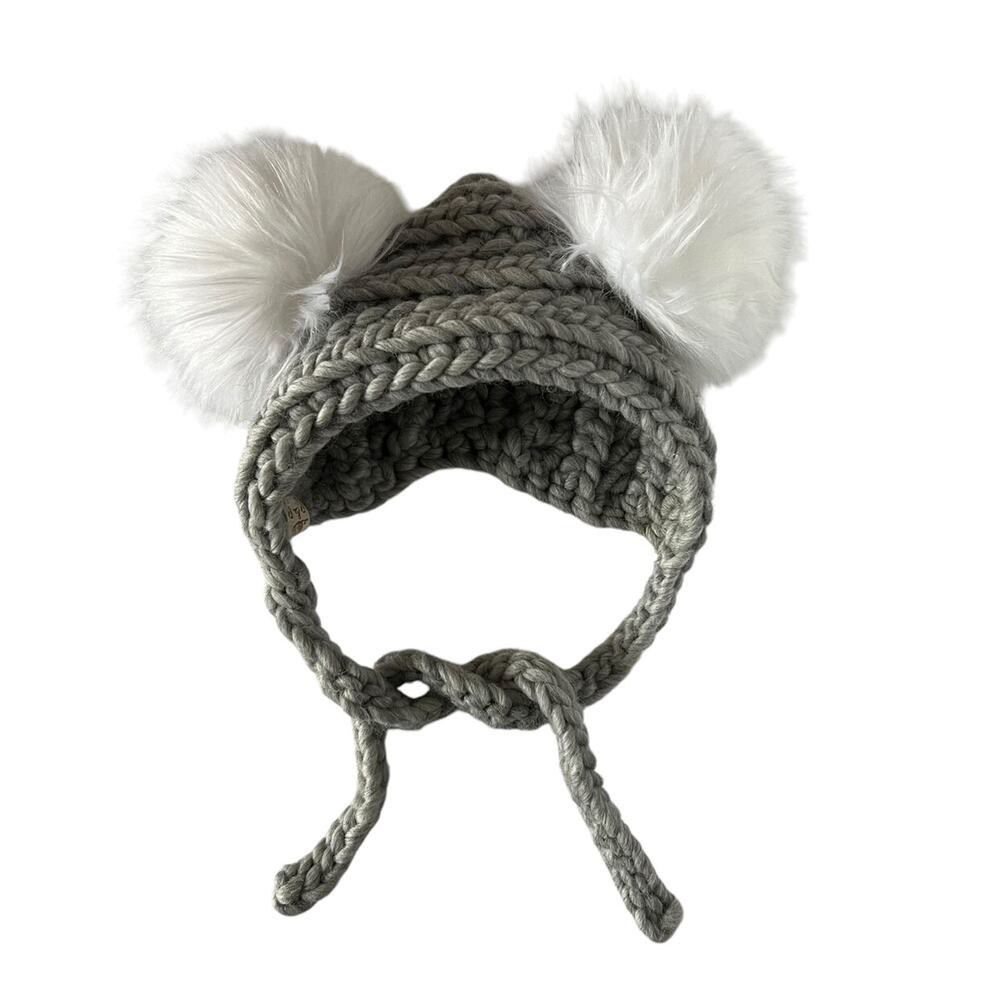 Pine & Poppy Gray Wool Pompom Bonnet